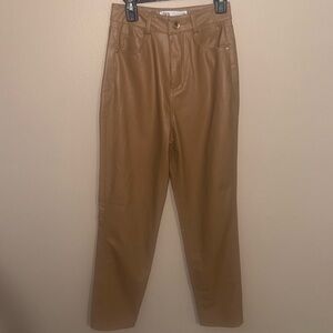Zara Tan Faux Leather Trousers